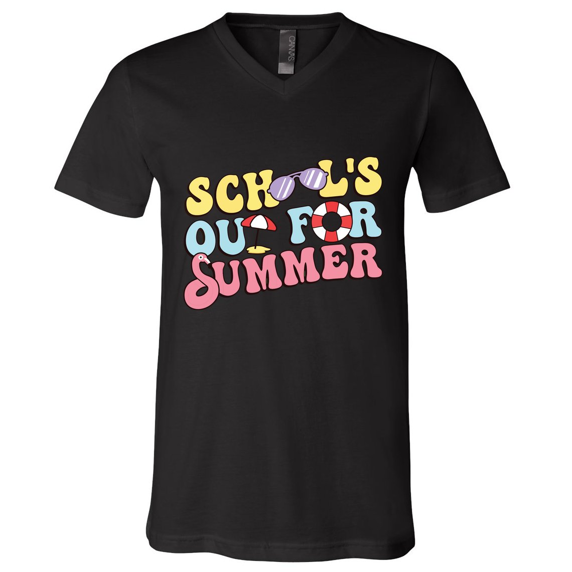 Schools Out For Summer Graduation Students Teacher Vacation. V-Neck T-Shirt