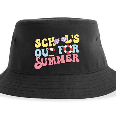 Schools Out For Summer Graduation Students Teacher Vacation. Sustainable Bucket Hat