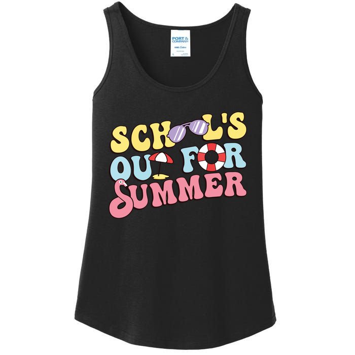 Schools Out For Summer Graduation Students Teacher Vacation. Ladies Essential Tank