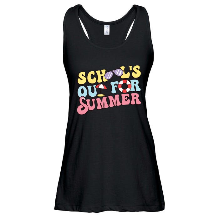 Schools Out For Summer Graduation Students Teacher Vacation. Ladies Essential Flowy Tank