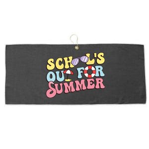 Schools Out For Summer Graduation Students Teacher Vacation. Large Microfiber Waffle Golf Towel