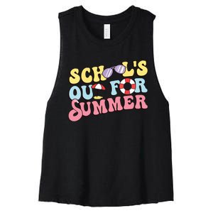 Schools Out For Summer Graduation Students Teacher Vacation. Women's Racerback Cropped Tank