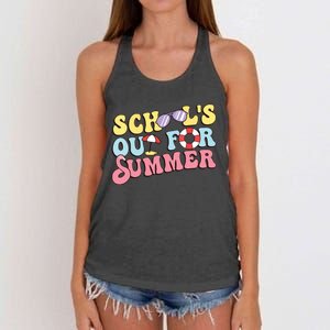 Schools Out For Summer Graduation Students Teacher Vacation. Women's Knotted Racerback Tank