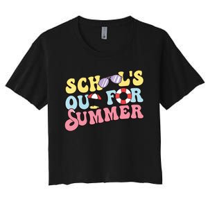 Schools Out For Summer Graduation Students Teacher Vacation. Women's Crop Top Tee