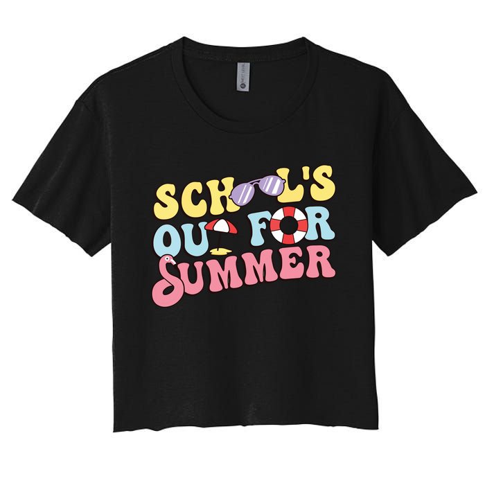 Schools Out For Summer Graduation Students Teacher Vacation. Women's Crop Top Tee