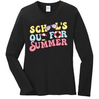 Schools Out For Summer Graduation Students Teacher Vacation. Ladies Long Sleeve Shirt