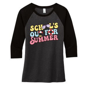 Schools Out For Summer Graduation Students Teacher Vacation. Women's Tri-Blend 3/4-Sleeve Raglan Shirt