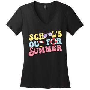 Schools Out For Summer Graduation Students Teacher Vacation. Women's V-Neck T-Shirt