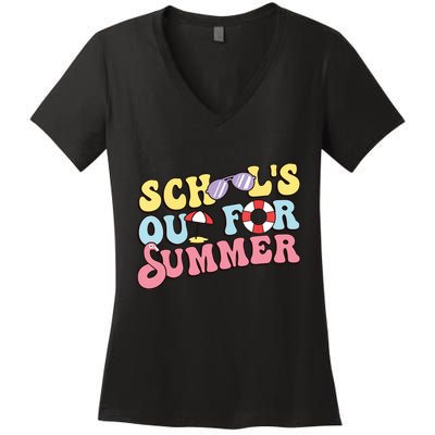 Schools Out For Summer Graduation Students Teacher Vacation. Women's V-Neck T-Shirt
