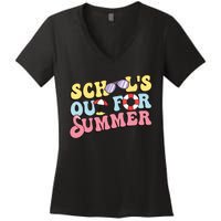 Schools Out For Summer Graduation Students Teacher Vacation. Women's V-Neck T-Shirt