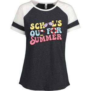 Schools Out For Summer Graduation Students Teacher Vacation. Enza Ladies Jersey Colorblock Tee