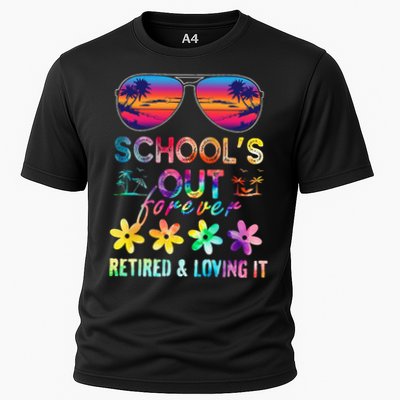 Schools Out Forever Retired Loving It Summer Teacher Tie Dye Performance Shirt
