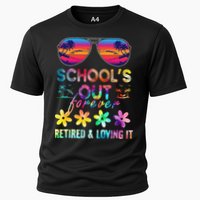 Schools Out Forever Retired Loving It Summer Teacher Tie Dye Cooling Performance Crew T-Shirt