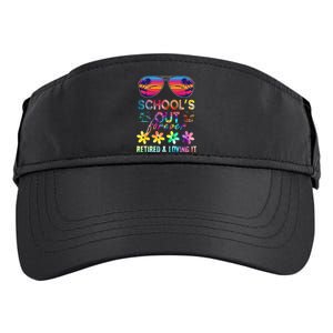 Schools Out Forever Retired Loving It Summer Teacher Tie Dye Adult Drive Performance Visor