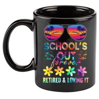 Schools Out Forever Retired Loving It Summer Teacher Tie Dye 11oz C Handle Ceramic Mug