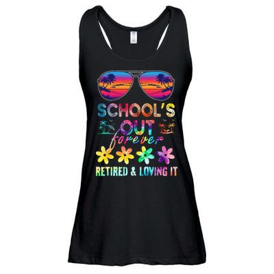 Schools Out Forever Retired Loving It Summer Teacher Tie Dye Ladies Essential Flowy Tank
