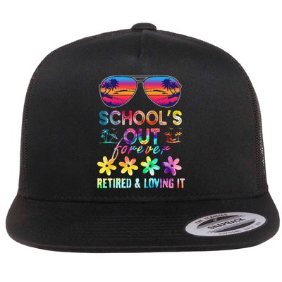 Schools Out Forever Retired Loving It Summer Teacher Tie Dye Flatbill Hat
