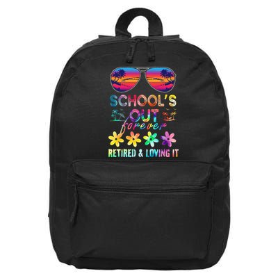Schools Out Forever Retired Loving It Summer Teacher Tie Dye 16 in Basic Backpack