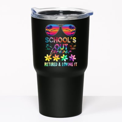 Schools Out Forever Retired Loving It Summer Teacher Tie Dye Tumbler