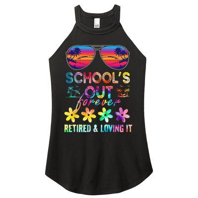 Schools Out Forever Retired Loving It Summer Teacher Tie Dye Women's Perfect Tri Rocker Tank