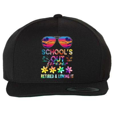Schools Out Forever Retired Loving It Summer Teacher Tie Dye Wool Snapback Cap