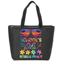 Schools Out Forever Retired Loving It Summer Teacher Tie Dye Zip Tote Bag