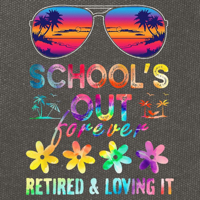 Schools Out Forever Retired Loving It Summer Teacher Tie Dye Cotton Canvas Backpack