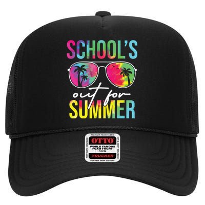 Schools Out For Summer Graduation Students Teacher Vacation High Crown Mesh Back Trucker Hat