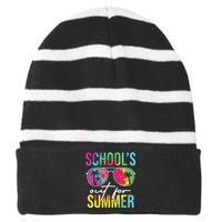 Schools Out For Summer Graduation Students Teacher Vacation Striped Beanie with Solid Band