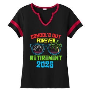 SchoolS Out Forever Retirement 2025 Funny Retired Teacher Ladies Halftime Notch Neck Tee