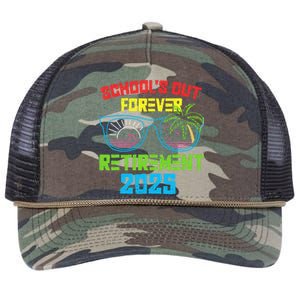 SchoolS Out Forever Retirement 2025 Funny Retired Teacher Retro Rope Trucker Hat Cap