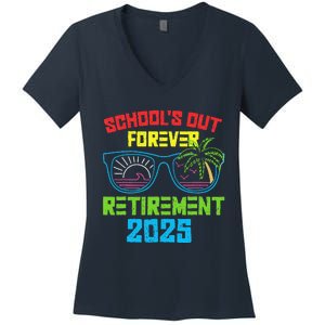 SchoolS Out Forever Retirement 2025 Funny Retired Teacher Women's V-Neck T-Shirt