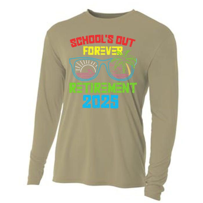 SchoolS Out Forever Retirement 2025 Funny Retired Teacher Cooling Performance Long Sleeve Crew