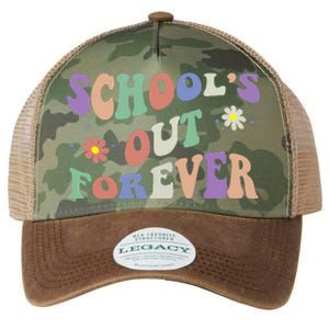 SchoolS Out Forever Teacher Retirement Boho Flower Legacy Tie Dye Trucker Hat