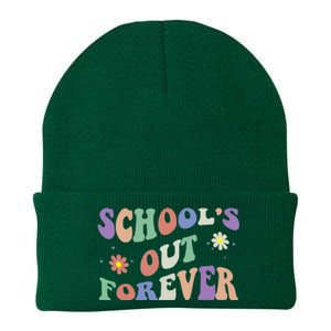 SchoolS Out Forever Teacher Retirement Boho Flower Knit Cap Winter Beanie