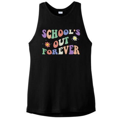 SchoolS Out Forever Teacher Retirement Boho Flower Ladies PosiCharge Tri-Blend Wicking Tank