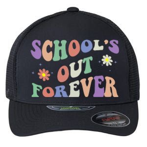 SchoolS Out Forever Teacher Retirement Boho Flower Flexfit Unipanel Trucker Cap