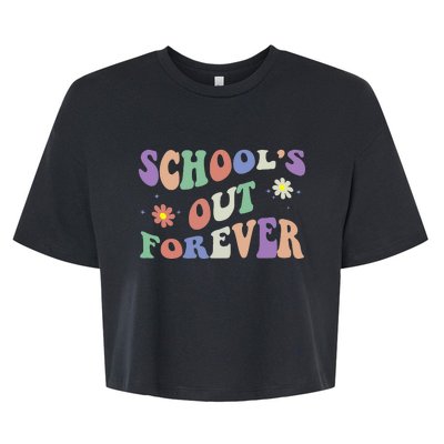 SchoolS Out Forever Teacher Retirement Boho Flower Bella+Canvas Jersey Crop Tee