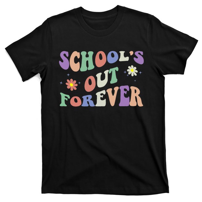 SchoolS Out Forever Teacher Retirement Boho Flower T-Shirt