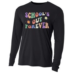 SchoolS Out Forever Teacher Retirement Boho Flower Cooling Performance Long Sleeve Crew