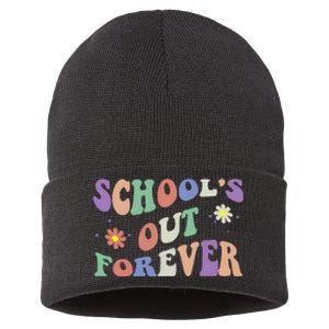 SchoolS Out Forever Teacher Retirement Boho Flower Sustainable Knit Beanie