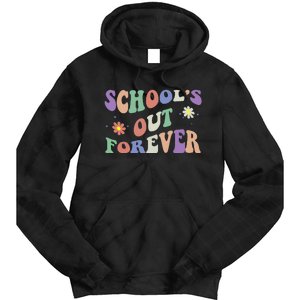 SchoolS Out Forever Teacher Retirement Boho Flower Tie Dye Hoodie