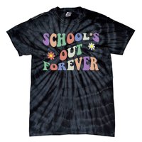 SchoolS Out Forever Teacher Retirement Boho Flower Tie-Dye T-Shirt