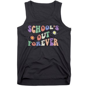 SchoolS Out Forever Teacher Retirement Boho Flower Tank Top