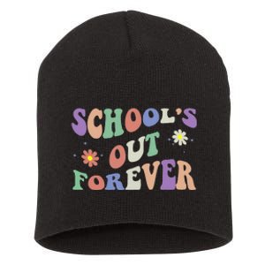 SchoolS Out Forever Teacher Retirement Boho Flower Short Acrylic Beanie