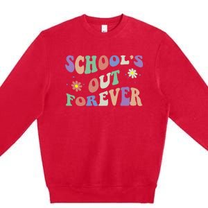 SchoolS Out Forever Teacher Retirement Boho Flower Premium Crewneck Sweatshirt