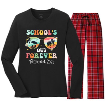 School's Out Forever Retirement Women's Long Sleeve Flannel Pajama Set 