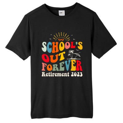 School's Out Forever Retired Teacher Groovy Retirement Tall Fusion ChromaSoft Performance T-Shirt