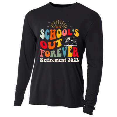 School's Out Forever Retired Teacher Groovy Retirement Cooling Performance Long Sleeve Crew