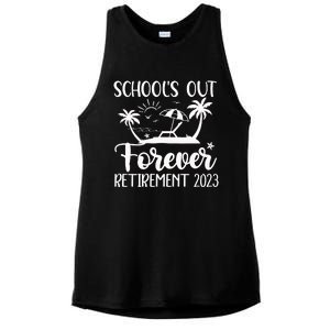 Schools Out Forever Retirement Ladies PosiCharge Tri-Blend Wicking Tank